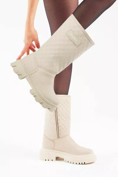 الفتيات كريم من جلد الغزال مبطن منقوشة عارضة تناسب الأحذية الطويلة