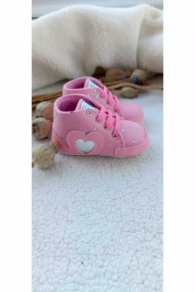 BOTTINES VELCRO À SEMELLE SOUPLE COEUR DE BÉBÉ FILLE ( non 0-6 mois ;  non pour  mois)