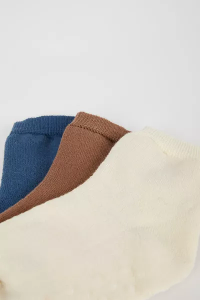 جوارب طويلة قطنية مكونة من 3 قطع للرضع الذكور مع قاعدة غير قابلة للانزلاق ns