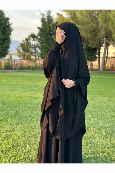 Ensemble afghan à tête voilée à aiguilles en SOIE DE MÉDINE