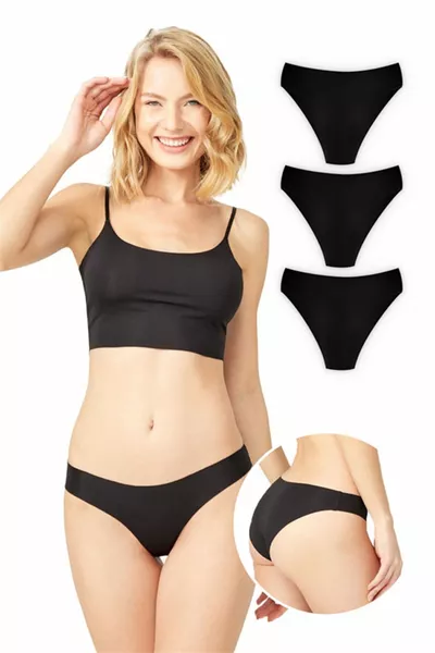 Basis Laser Cut Dames Bikini Slip Zonder Stiksels 3-Pack - 6