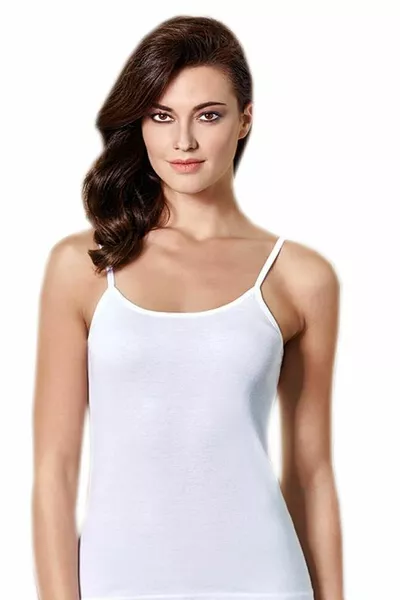 كلارا بوتيك تيشيرت نسائي أبيض بحمالات رفيعة، عبوة 6 قطع