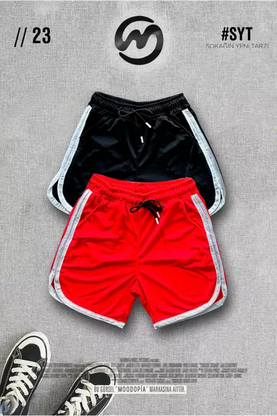 Черно-красный баскетбольный тренировочный спортивный мужской комплект шорт из 2 предметов