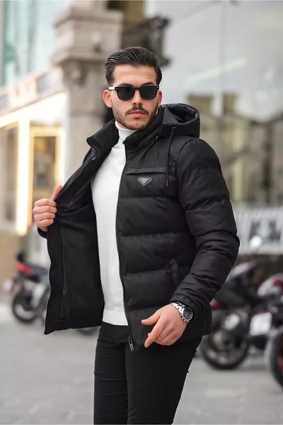 سترة جلد كاربونية بشعار مع قبعة PLDP 