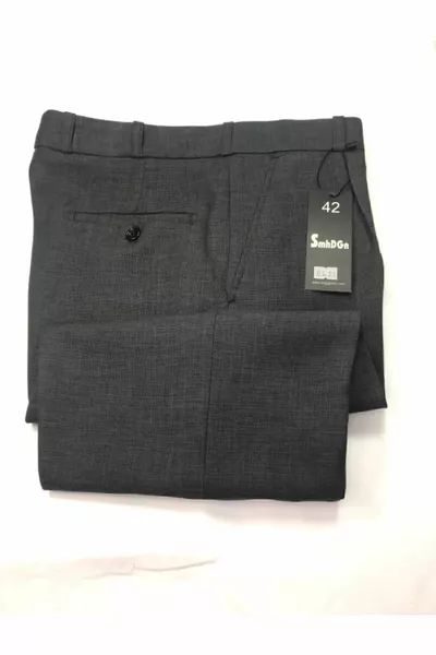 Men's Fabric Pants Gray Pleated Wide Fit High Waist Classic Dad Pants Seasonal Thick