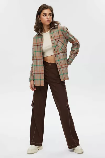 Geruit shirt met één zak voor dames