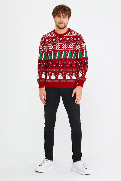 سويتر عيد الميلاد الأحمر والأخضر للرجال
