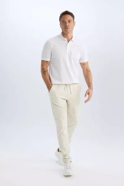 Jogger Pants Elastic Basic Plain Drawstring Waist Pocket Straight Leg sp