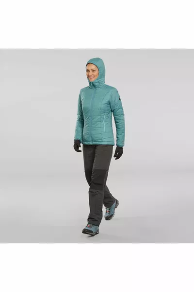 Dames Outdoor Trekking Gewatteerde Jas met Capuchon - Turkoois - °C