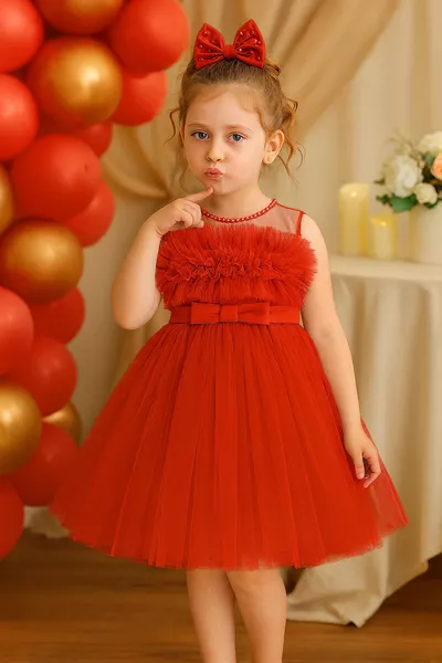 Feestjurk voor meisjes Tulle Satin met parels voor bruiloft en verjaardag