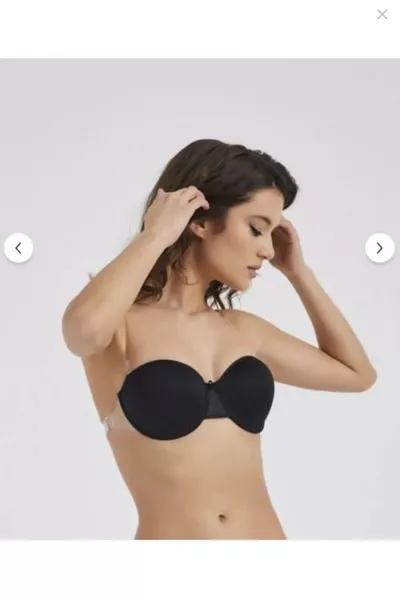 Дамски Б чаша без подплънки сутиен с прозрачна гръб и презрамки тип бандо S