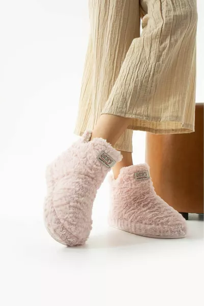 Marta Kaydırmaz Taban Yumuşak Podufuk Peluş Kadın Panduf Ev Botu