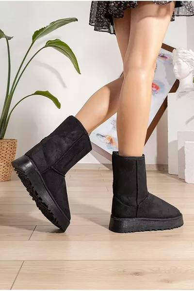 Hugg Dikke Inlegzool Wol Korte Dames Laarzen Zwart