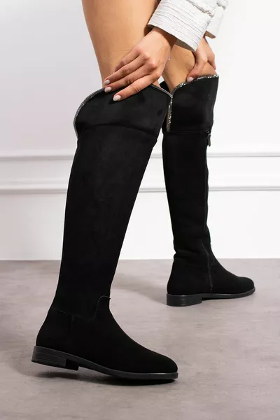 ماجي جزمة نسائية طويلة بسحاب - أسود