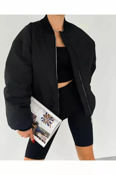 Blouson aviateur oversize noir unisexe