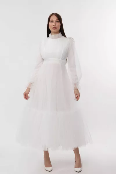 Abito da sera Hijab Dream Tulle con coulisse Abito da sera dettagliato