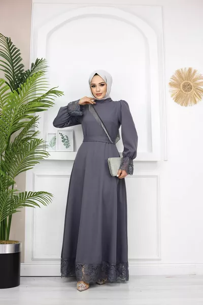 ميركان فستان سهرة محجوب - رمادي