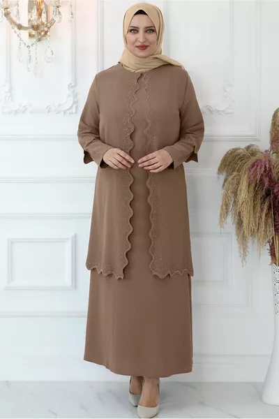 ЖЕНСКОЕ ВЕЧЕРНЕЕ ПЛАТЬЕ ИЗ НОРКИ С ЛАЗЕРНОЙ ОГРАНКОЙ КАМНЯ T 