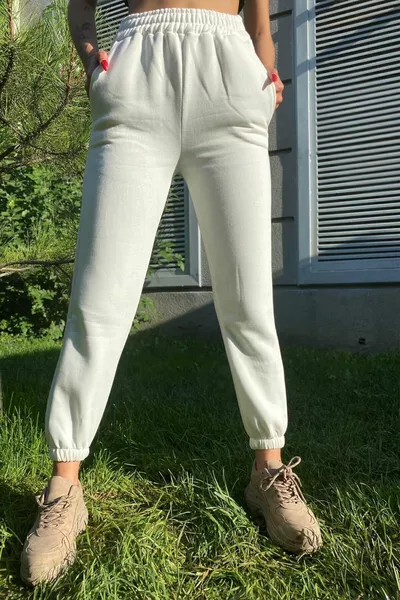 المرأة عالية الخصر ثلاثة موضوع الشتاء الصوف بنطال رياضي