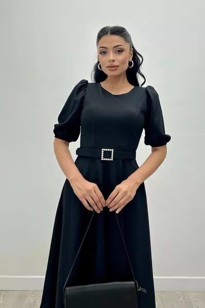 كريب حزام النسيج مفصلة اللباس الأسود