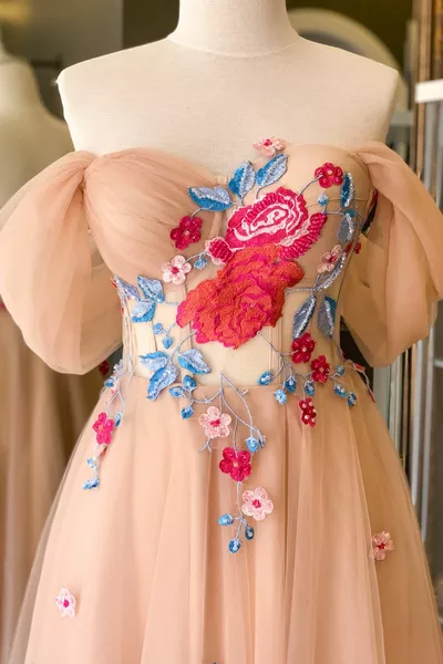 لون اللحم الملونة الأزهار ماكسي طول مساء اللباس