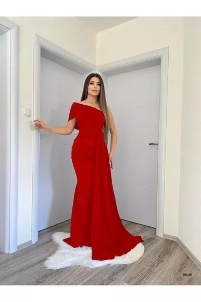 Макси Мальчик Одно Плечо Импорт Креп Ткань Вечернее Платье Обещание Помолвка Свадьба