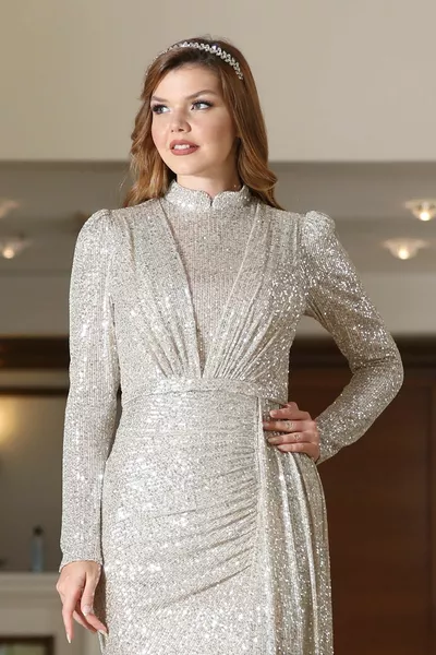 فساتين سهرة الحجاب البريق