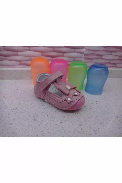 Cuir souple véritable séché Rose Bébé fille orthopédique Premier pas chaussures