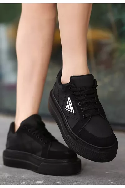 Julya Black Skin Lace-Up Sneakers - maat : 