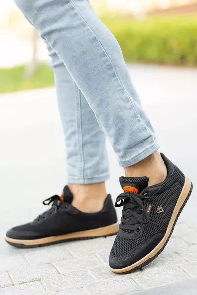 الرجال الأسود المدخن عارضة الدانتيل متابعة شبكة مكافحة العرق حذاء رياضي مرن أحذية رياضية كلاسيكية