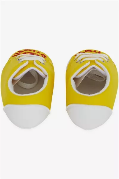 Baby Boy Booties Шрифт вышитый желтый мягкий (размер -размер )