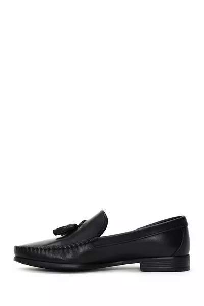 Men's Black Tassel Leather Casual Loafer 