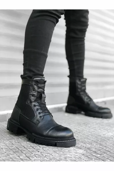 الدانتيل المتابعة من الداخل والخارج جلد طبيعي أسود الرجال نمط الأحذية البريدية 