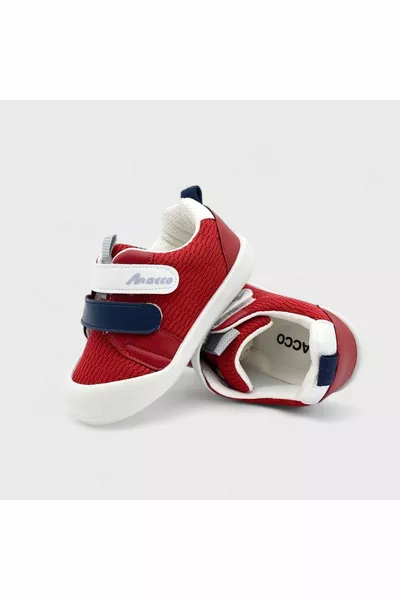 Molto leggero suola flessibile ortopedico interno curva di supporto doppio velcro primo passo scarpe da bambino - rosso