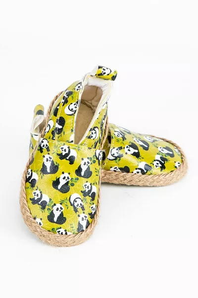 Vert Panda Tree Motif Bébé Bottines en Osier