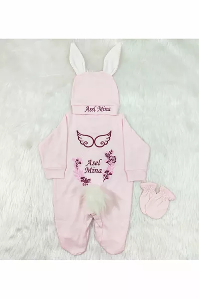 مجموعة وزرة خروج المستشفى (نمط تطريز باسم شخصي)