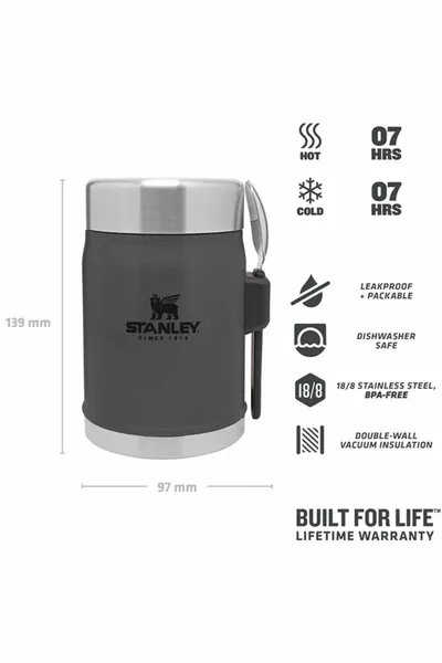 Klassieke RVS Thermoskan met Lepel 0. Lt