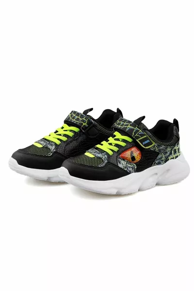 Cool crocodile Toyo Full Orthopedic Unisex Luminous Eye Kids Sneakers BLACK-YELLOW