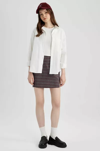 مربع منقوشة شق المنسوجة تنورة صغيرة الاتحاد الافريقي