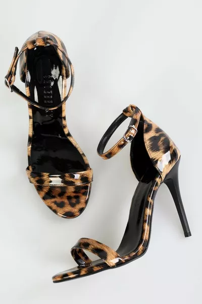 Tacchi a fascia singola lucidi Lina Leopard da donna