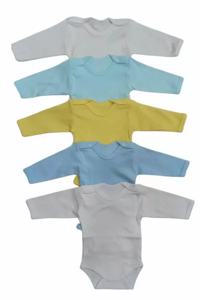 Pull à manches longues Snap Baby Baisi de couleur unie (paquet de 5) entre 0 et  mois