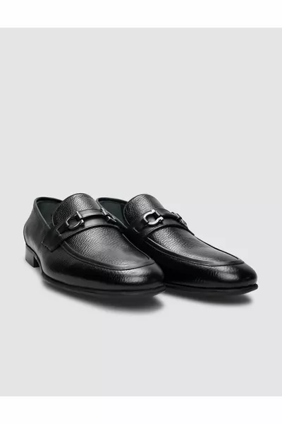 % Genuine Leather Black Buckle Men's Classic Shoes