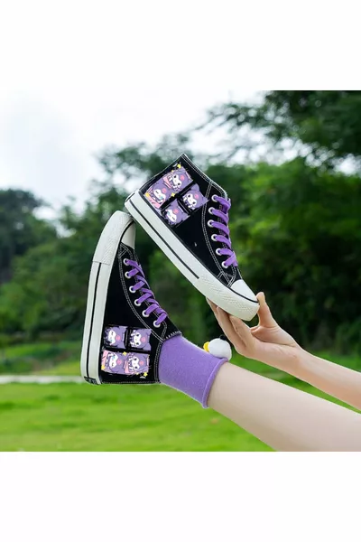 4-Pack Chromi Printed Lilac Lace Black Unisex Canvas Shoes