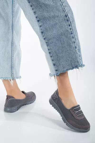 Orthopedie grijze elastische wandelschoenen voor dames