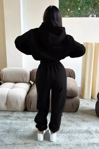 Черный спортивный костюм fetch - с принтом оверсайз с капюшоном и приподнятым