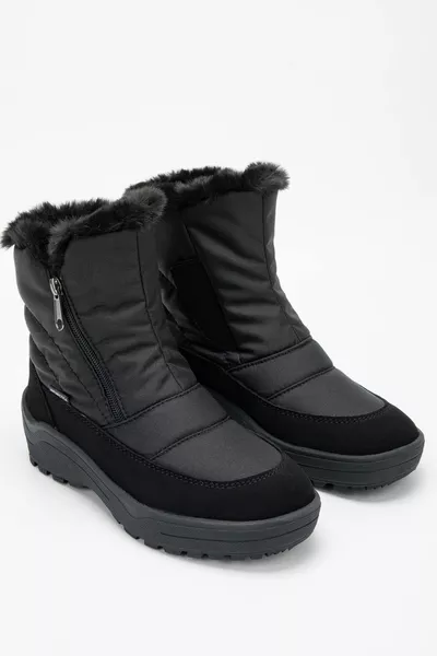 EFFETRE Women's Fabric Black Snow Boots
