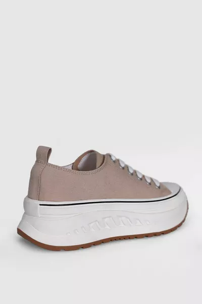 Dicke Sohle Schnürung Damen Sneaker Schuhe Beige