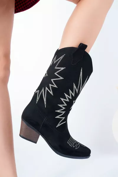  Suède geborduurde westerncowboylaarzen voor dames