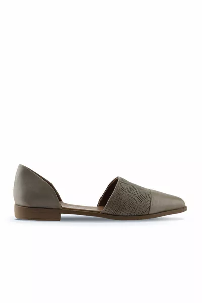 Chaussures Cuir Gris Ballerines Plates Femme 
