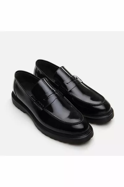 Mocassins Homme Noir en Cuir Véritable